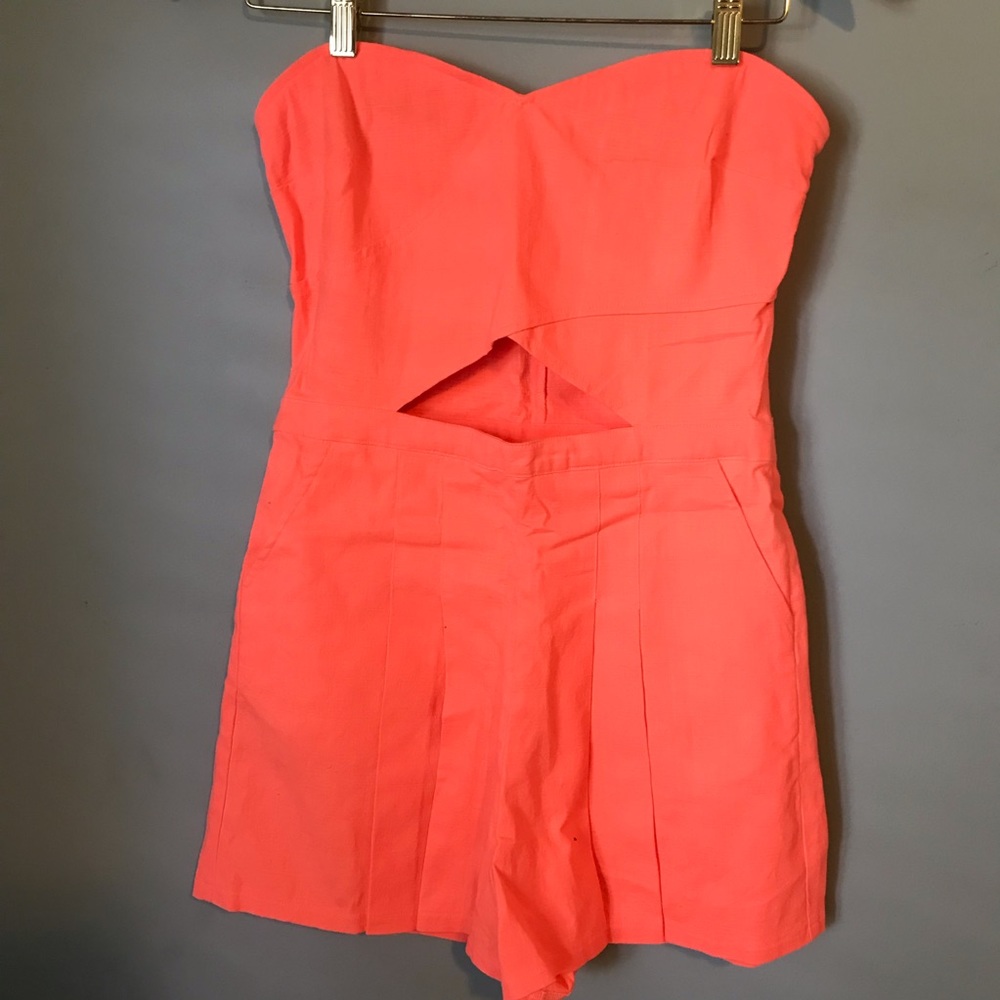 Hollister bright coral romper